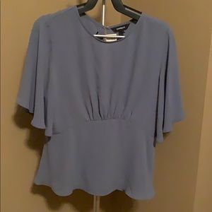 Express Cinched Waist Top Blue Dusk